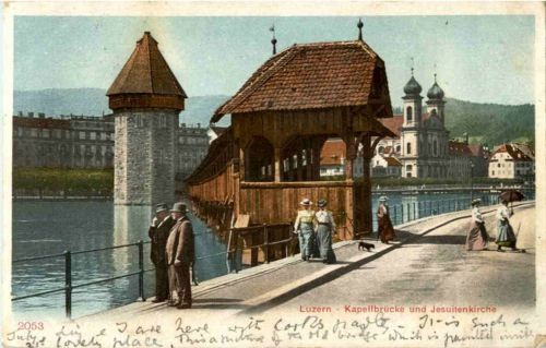 Luzern - Kapellbrücke und Jesuitenkirche