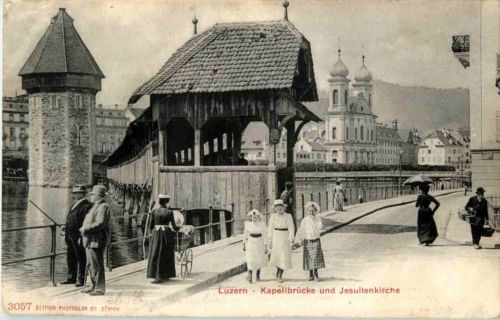 Luzern - Kapellbrücke und Jesuitenkirche