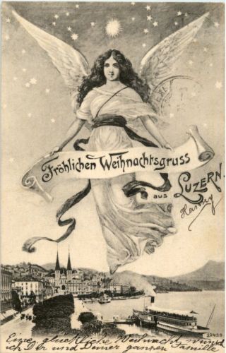 Luzern - Froher Weihnachtsgruss mit Engel