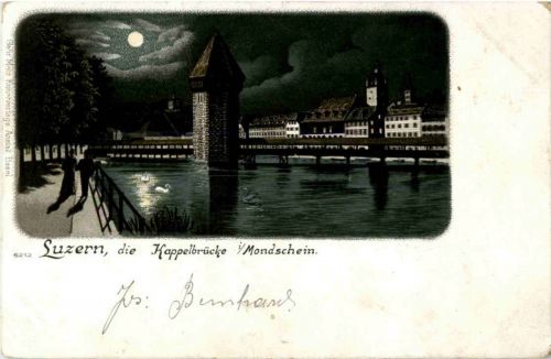 Luzern - Kappelbrücke - Litho