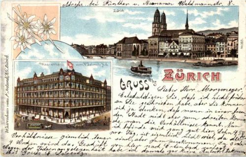 Gruss au Zürich - Jelmoli - Litho