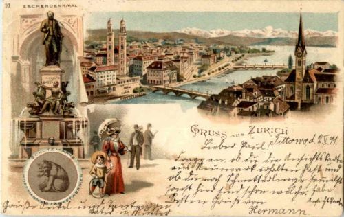 Gruss aus Zürich - Litho