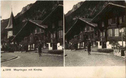 Meiringen mit Kirche - Stereokarte