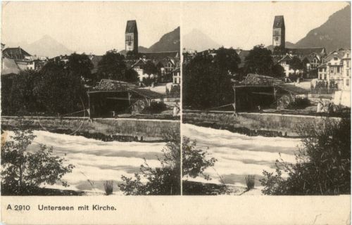 Unterseen mit Kirche - Stereokarte