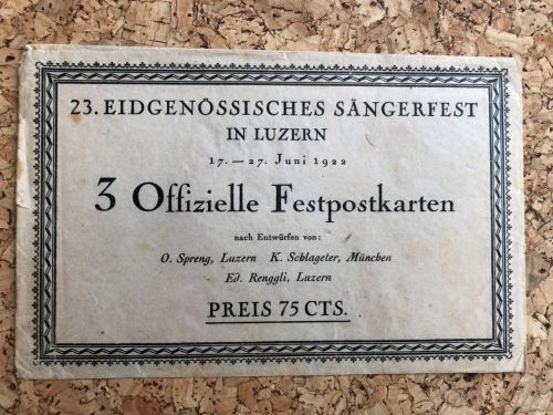 Luzern - 3 Offizielle Festpostkarten Sängerfest 1922 mit Original Umschlag