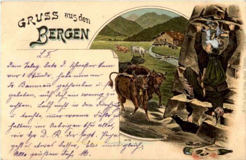 Gruss aus den Bergen - Litho