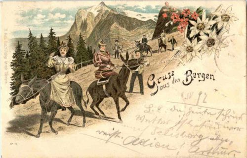 Gruss aus den Bergen - Litho