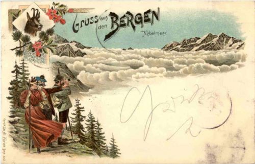 Gruss aus den Bergen - Litho