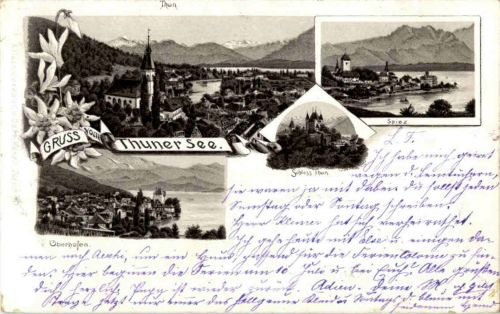 Gruss vom Thunersee - Thun Spiez - Litho