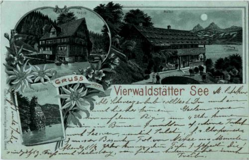 Gruss vom Vierwaldstätter See - Litho