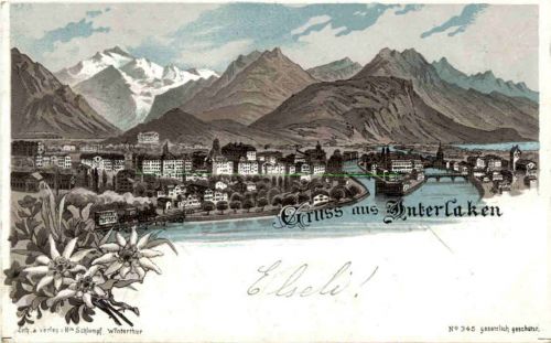 Gruss aus Interlaken - Litho