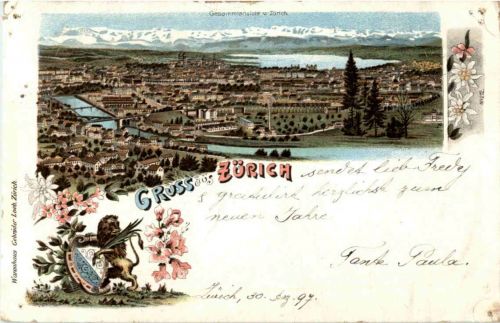 Gruss aus Zürich - Litho