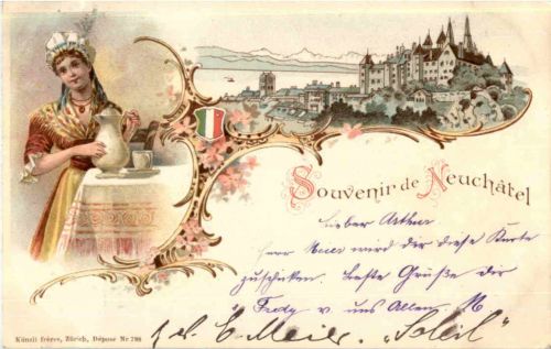 Gruss aus Neuchatel - Litho