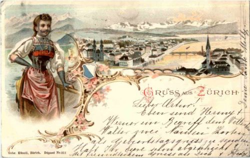Gruss aus Zürich - Litho