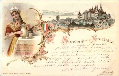 Gruss aus Neuchatel - Litho