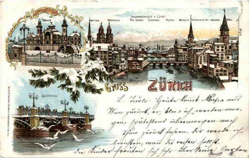 Gruss aus Zürich - Litho