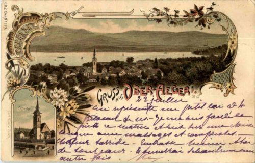 Gruss aus Ober Aegeri - Litho