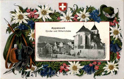Appenzell - Kirche und Sitterbrücke