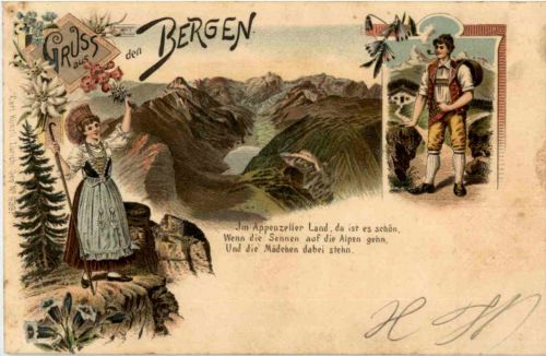 Gruss aus den Bergen - Litho