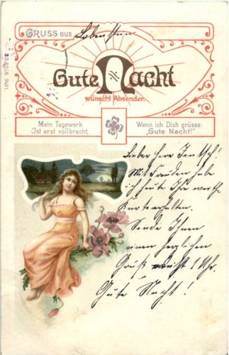 Gruss aus - Gute Nacht - Frau
