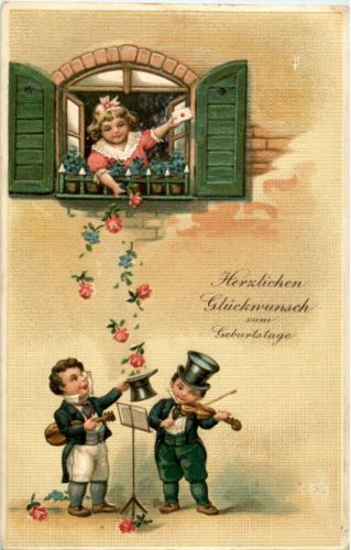 Kinder - Geige - Prägekarte