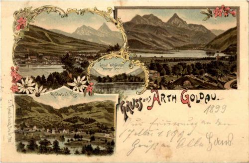 Gruss aus Arth Godau - Litho