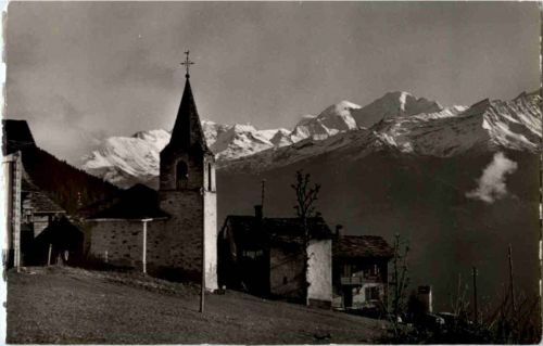 L Eglise de Verbier et les Combins