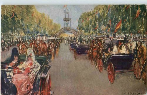 Sevilla - Paseo de coches de la feria - Künstlerkarte M. Bertuchi