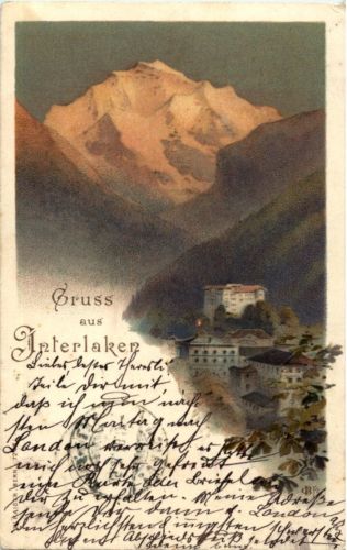 Gruss aus Interlaken - Litho