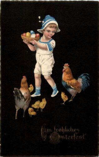 Frohe Ostern - Kind mit Geflügel - Chicken