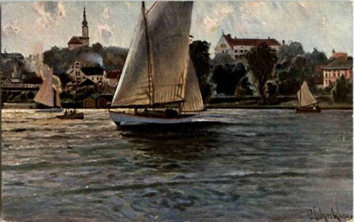 Künstlerkarte - Stempel Posthilfsstelle Oberalmannshausen