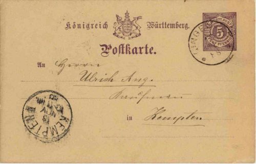 Königreich Württemberg - Ganzsache