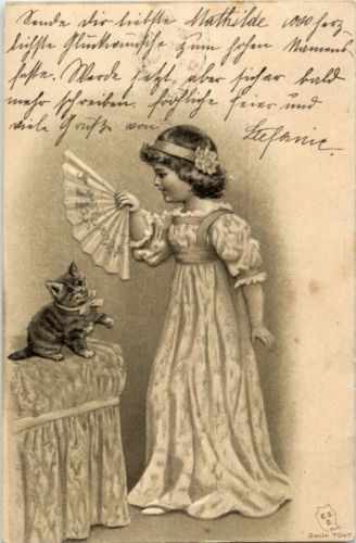 Kind mit Katze - Prägekarste