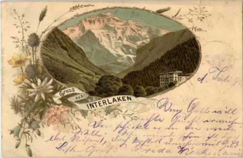 Gruss aus Interlaken - Litho