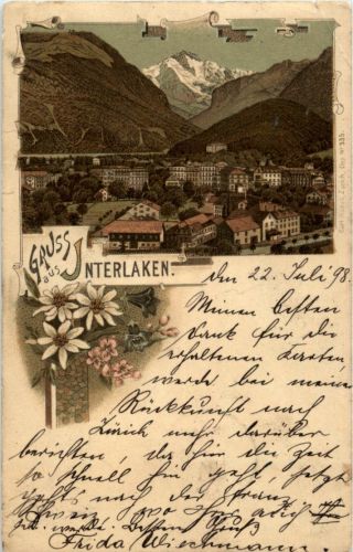 Gruss aus Interlaken - Litho