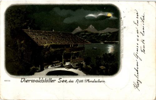 Rütli im Mondschein - Litho