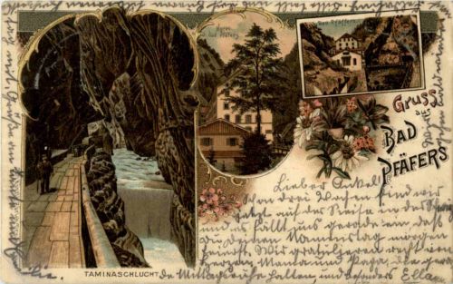 Gruss aus Bad Pfäfers - Litho