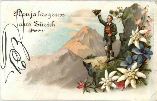 Neujahrsgruss aus Zürich - Litho