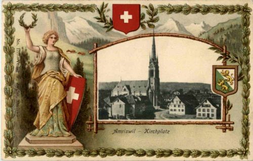 Amriswil - Kirchplatz - Prägekarte