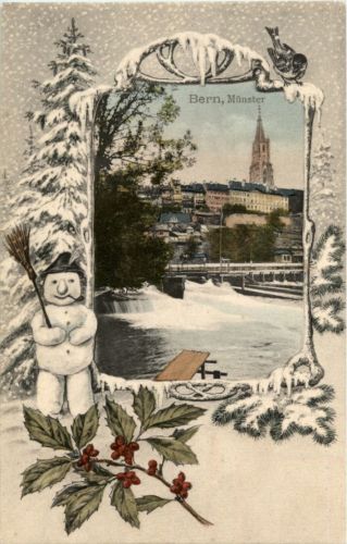 Bern - Münster mit Schneemann