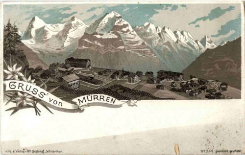 Gruss aus Mürren - Litho