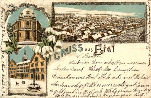 Gruss aus Biel - Litho im Winter