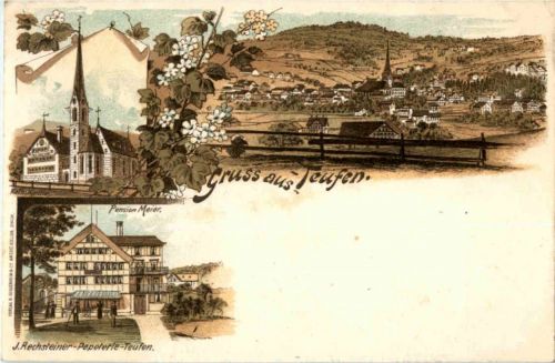 Gruss aus Teufen - Litho