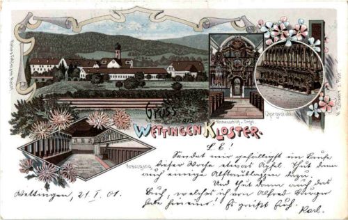 Gruss aus Wettingen Kloster - Litho
