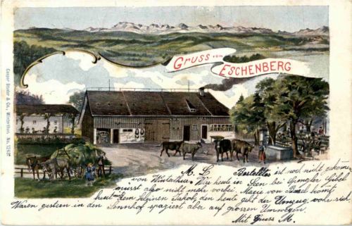 Gruss vom Eschenberg Winterthur - Litho