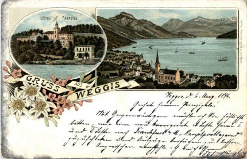 Gruss aus Weggis - Litho