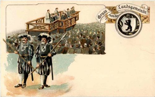 Gruss von der Landsgemeinde Appenzell - Litho