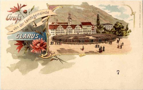 Gruss von der Landsgemeinde Glarus - Litho