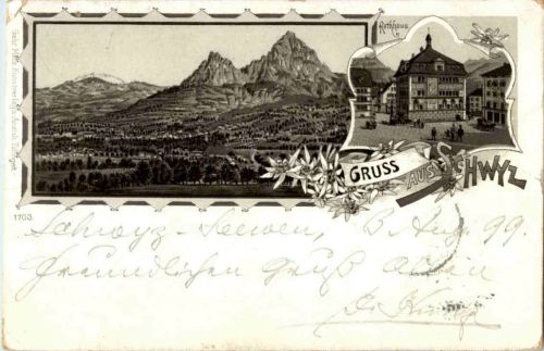 Gruss aus Schwyz - Litho