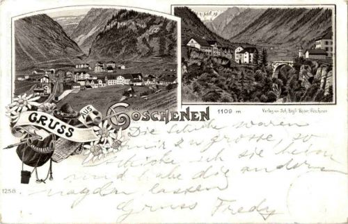 Gruss aus Göschenen - Litho